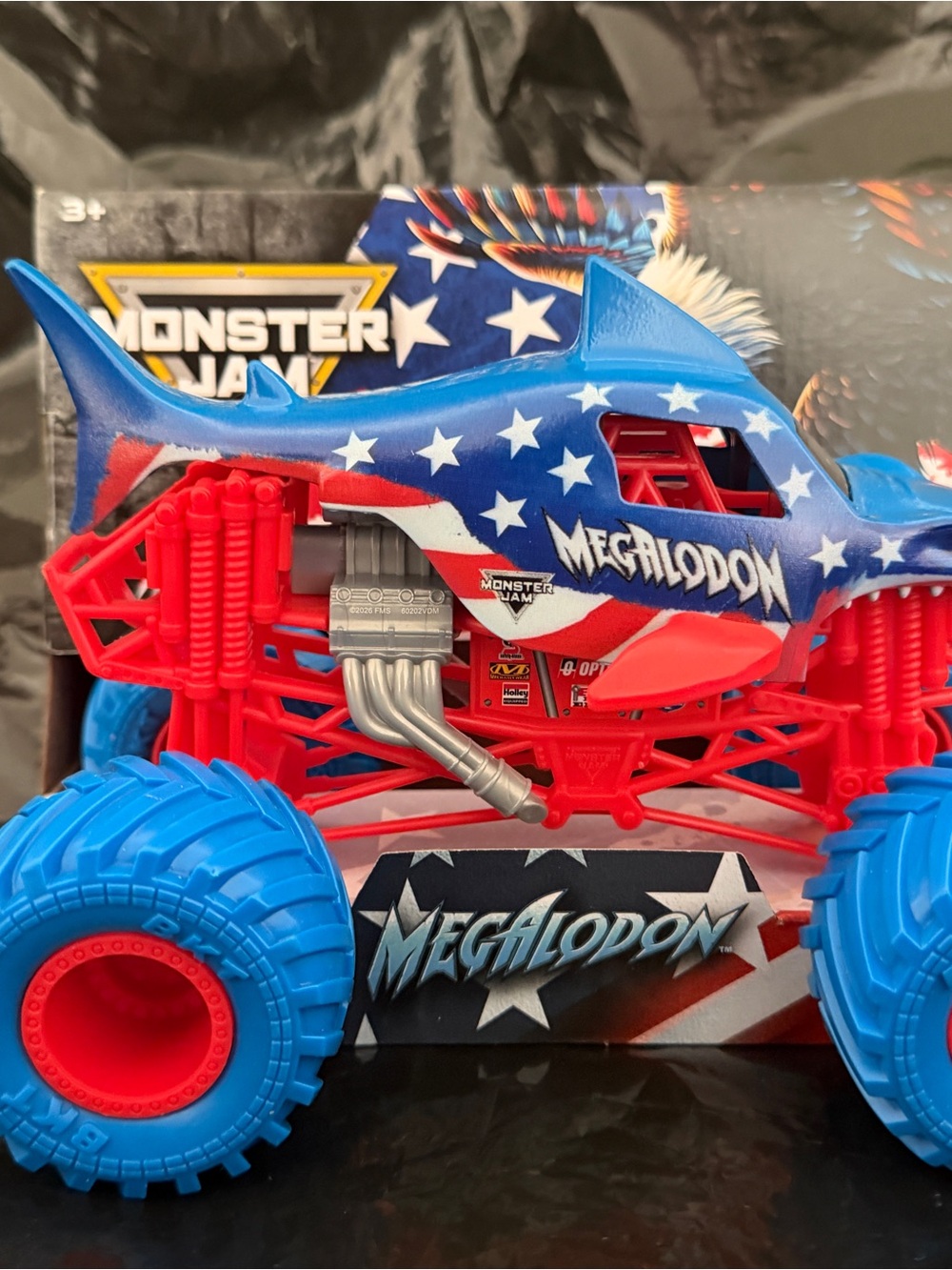 MEGALOODON Monster Jam Kids Toy Truck - Blue & Red